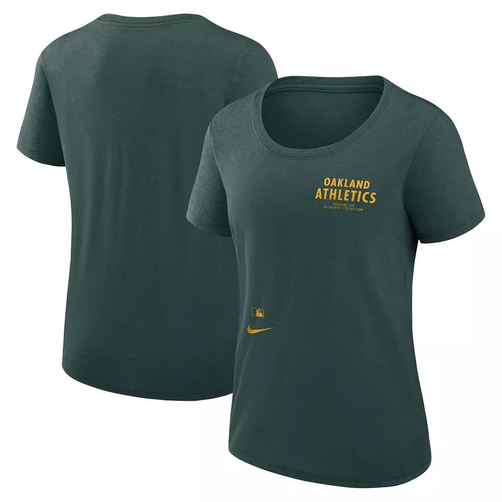Women's Nike Green Oakland Athletics Authentic Collection Performance Scoop Neck T-Shirt, Size: Large Product Image