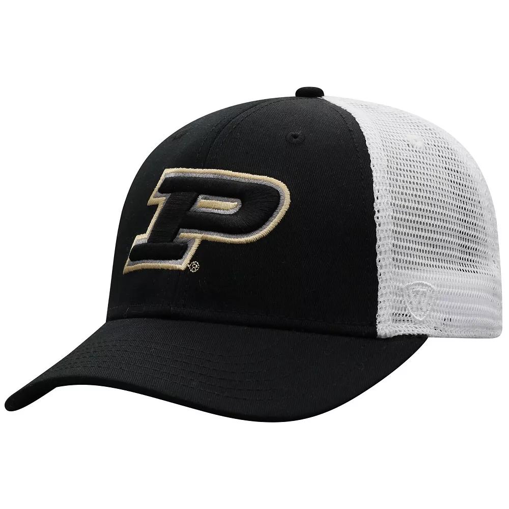 Men's Top of the World Black/White Purdue Boilermakers Trucker Snapback Hat Product Image