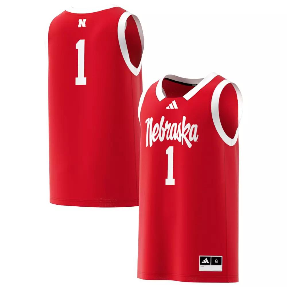 Men's adidas #1 Scarlet Nebraska Huskers Replica Swingman Jersey,  Product Image