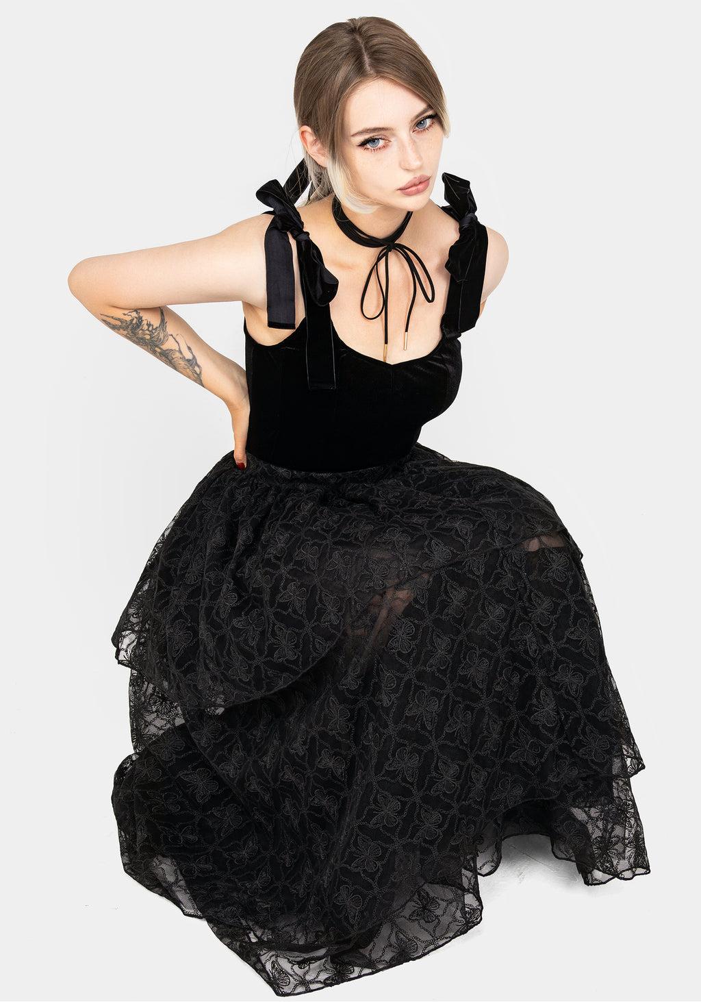 Chrysalis Butterfly Lace Tiered Maxi Skirt Product Image