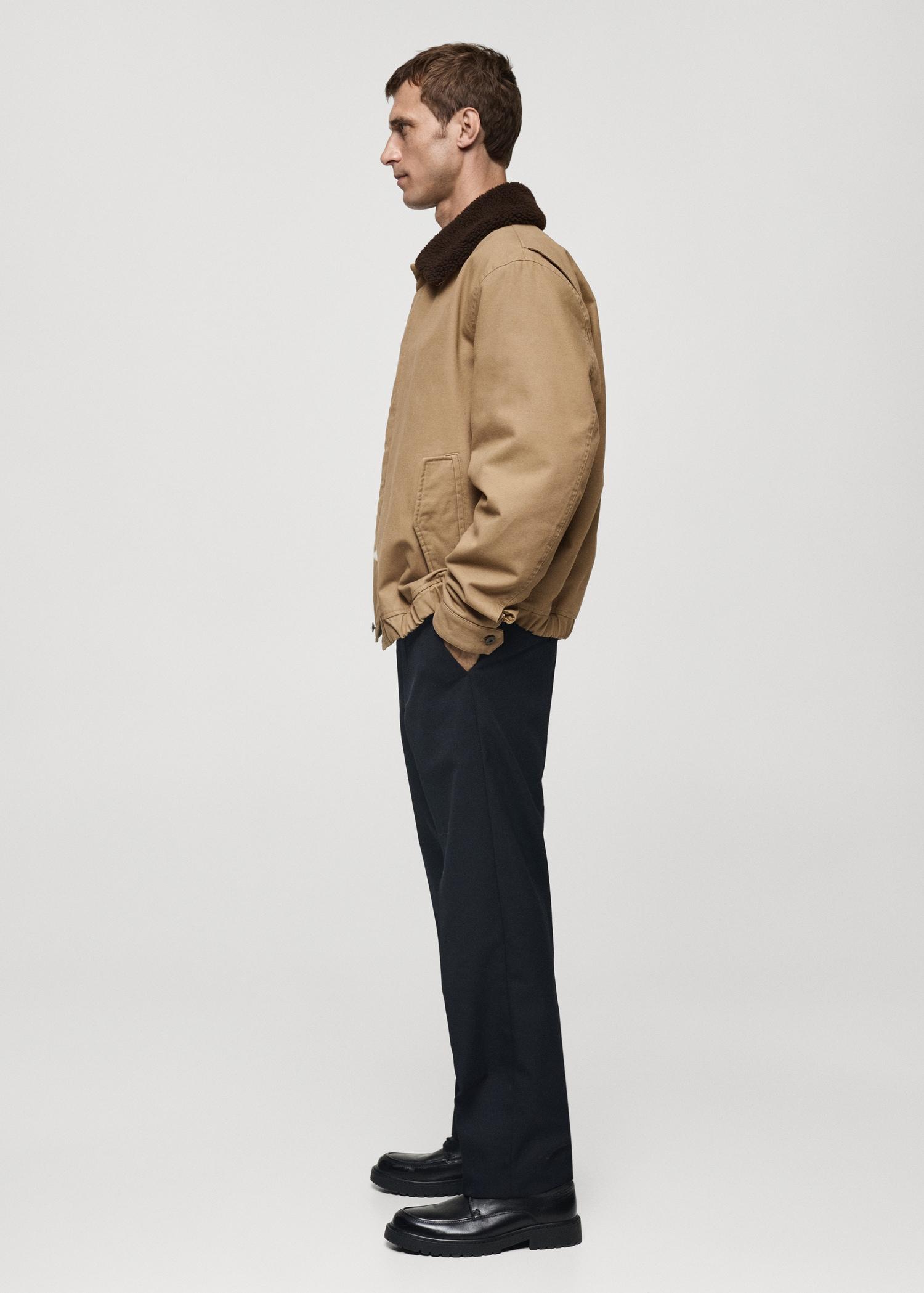 Quilted jacket with sheepskin collar - Men | MANGO USA Product Image