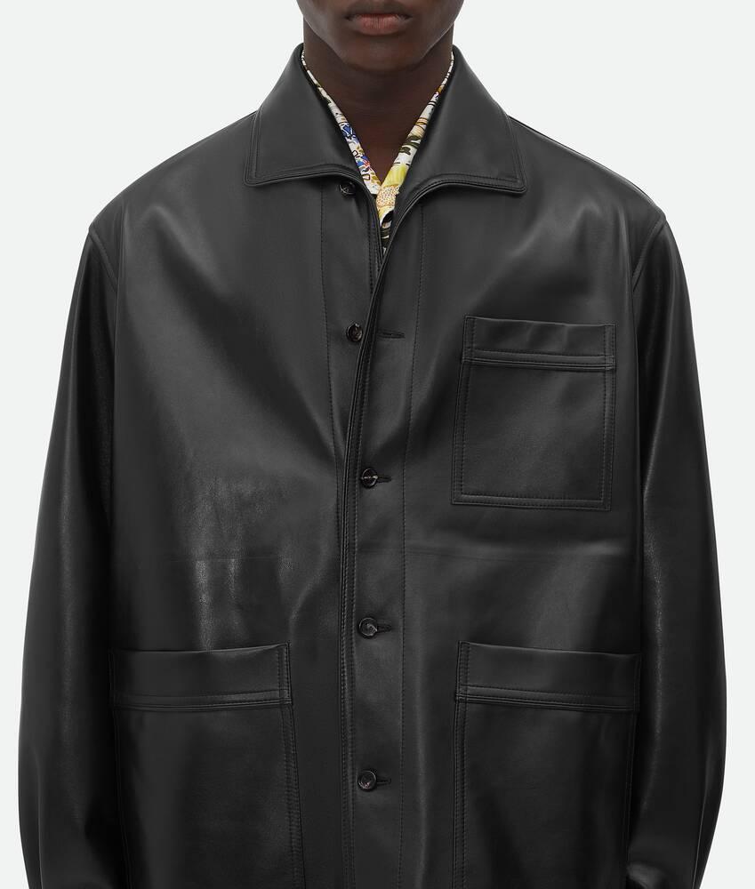 Men's Leather Pyjama Shirt in Black Product Image
