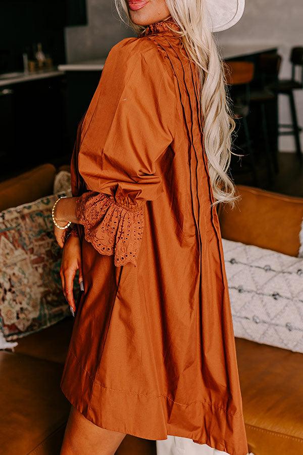 Caramel Kisses Pleated Mini Dress in Cinnamon Product Image