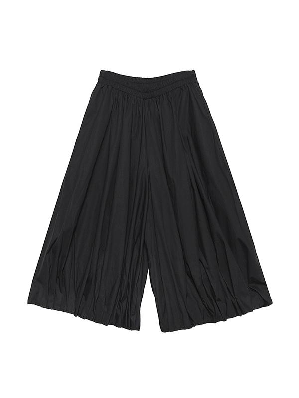 Stylish Black Solid Color High Waisted Wide Leg Pants Product Image