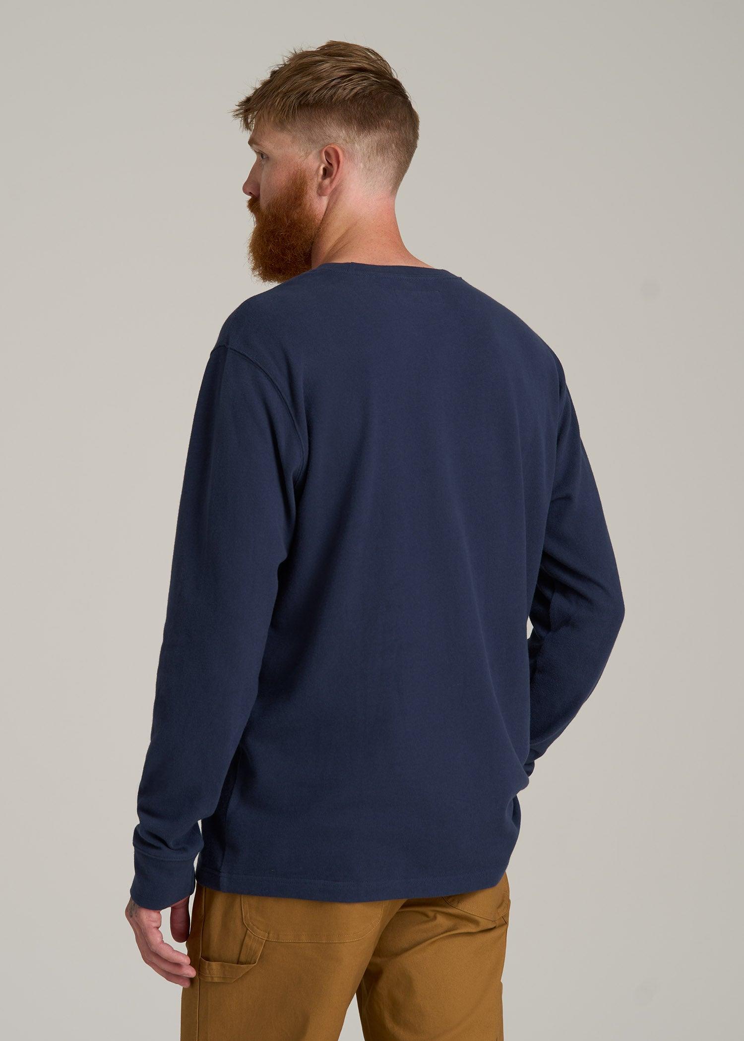LJ&S Long Sleeve Workwear Pocket Tee for Tall Men in Midnight Navy Male Product Image