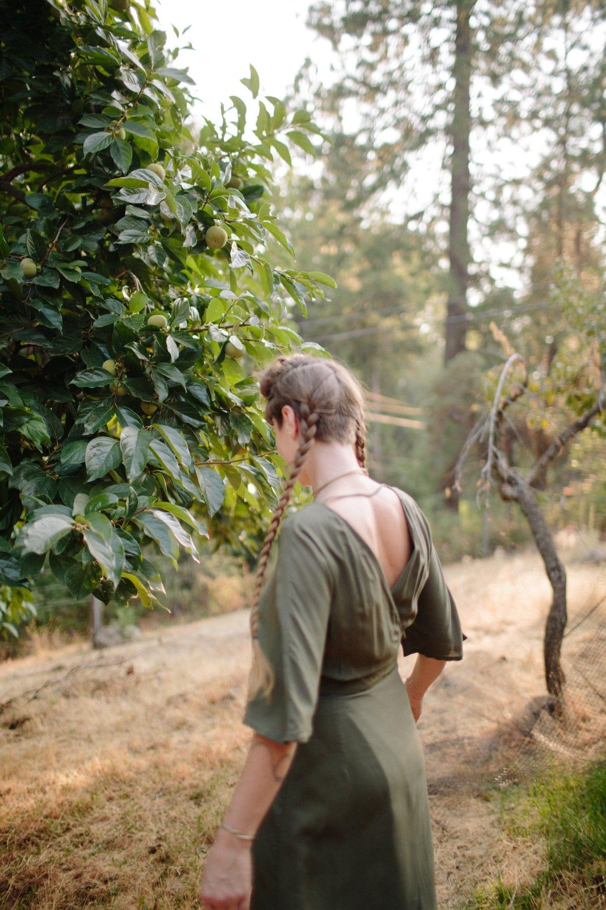 Diana Dress in Olive Green Challis Product Image