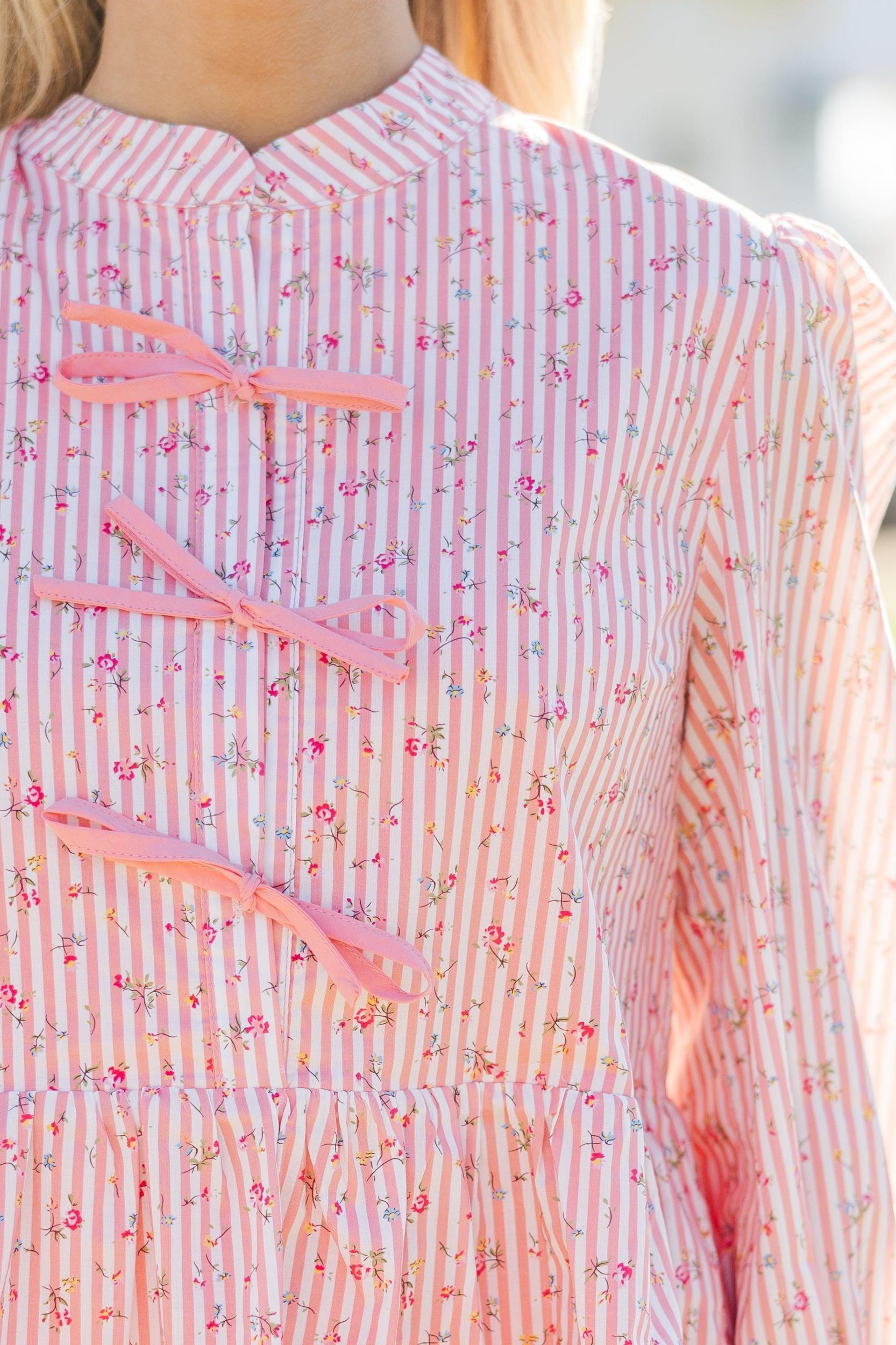 Endless Love Pink Striped Blouse Female Product Image