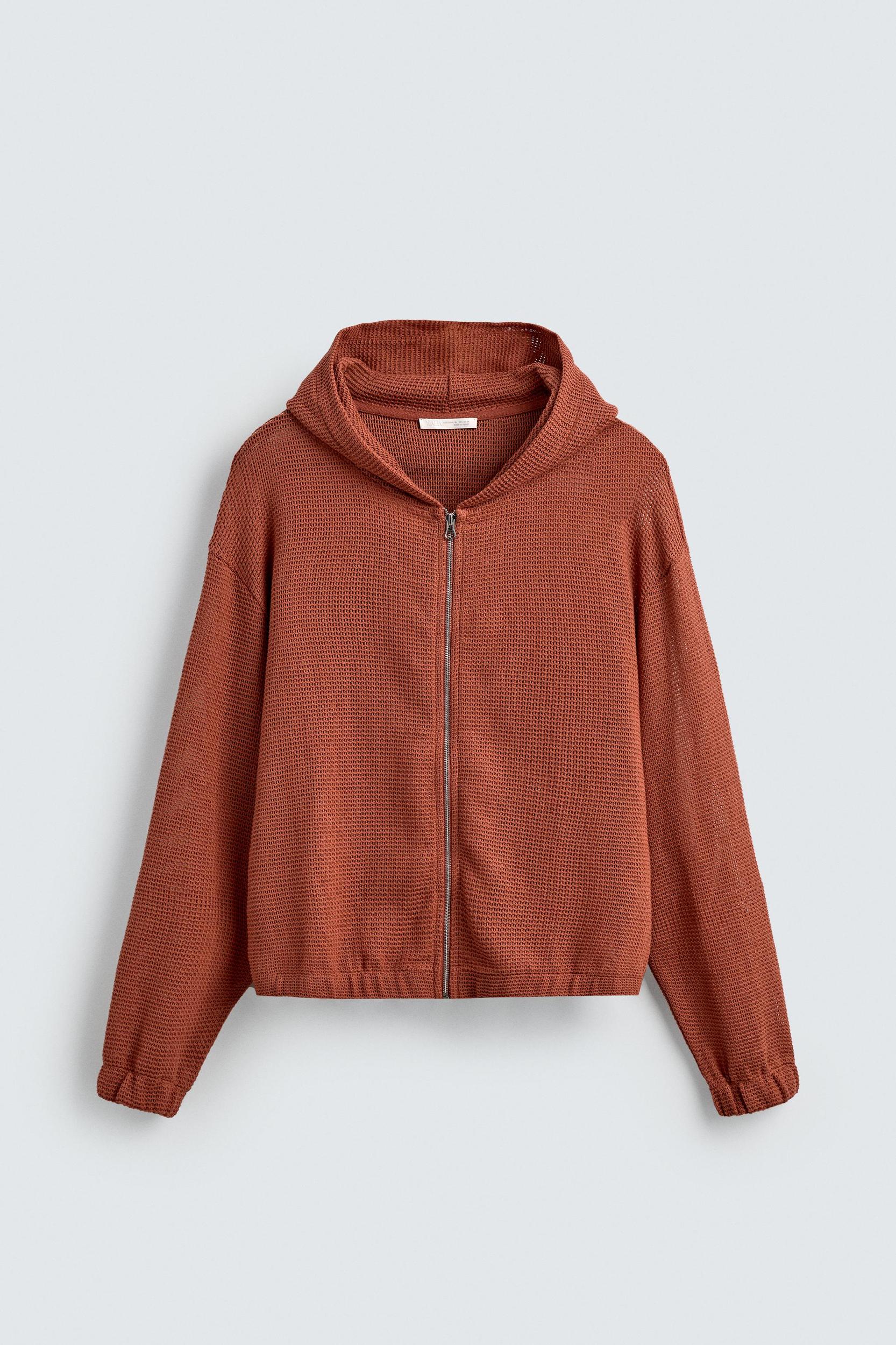 OPEN WEAVE HOODED SWEATSHIRT Product Image