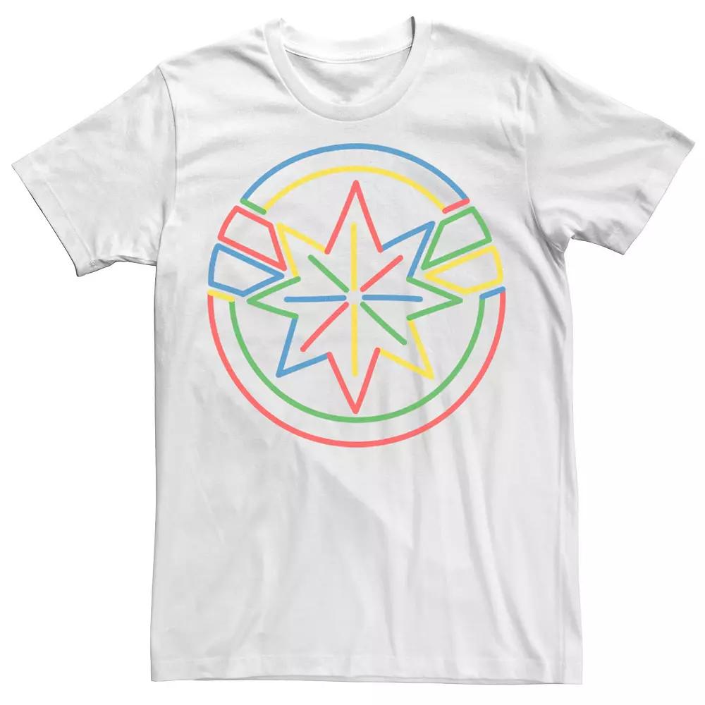 Men's Marvel Captain Marvel Colorful Line Art Logo Tee,  Product Image