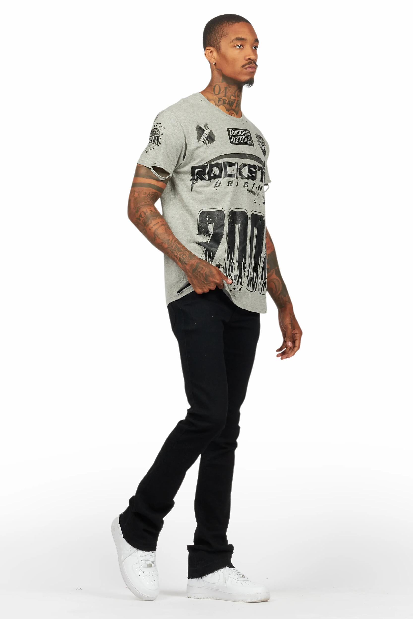 Amos Heather Grey Graphic T-Shirt Male Product Image