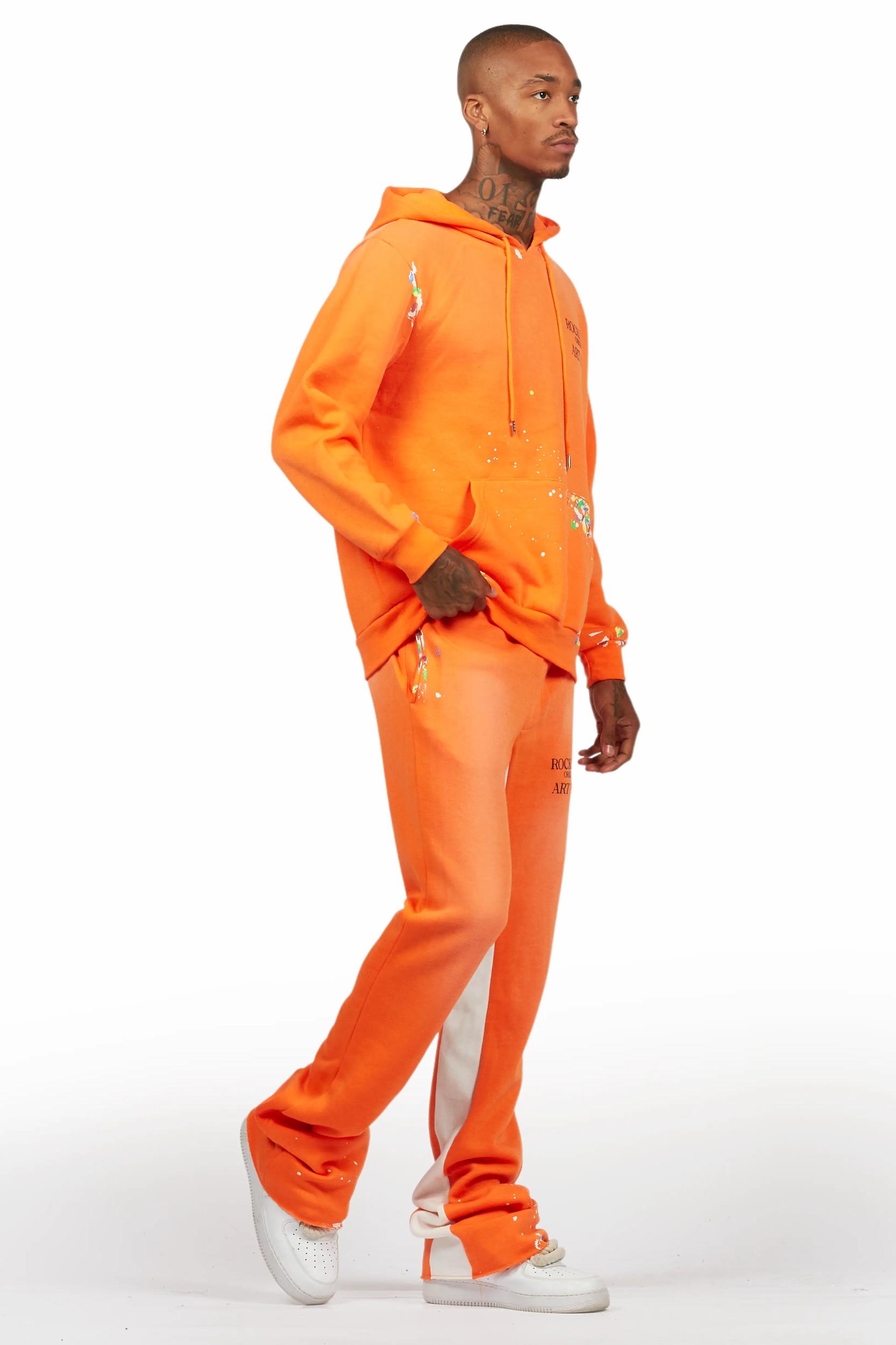 Rockstar Art Dist. Orange Hoodie/Baggy Track Pant Set Male Product Image