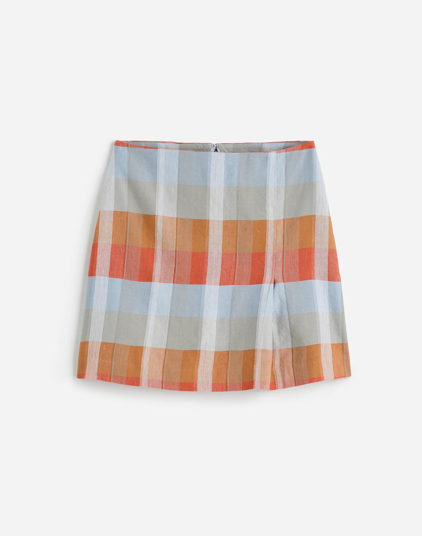 Single-Pleat Linen Mini Skirt Product Image