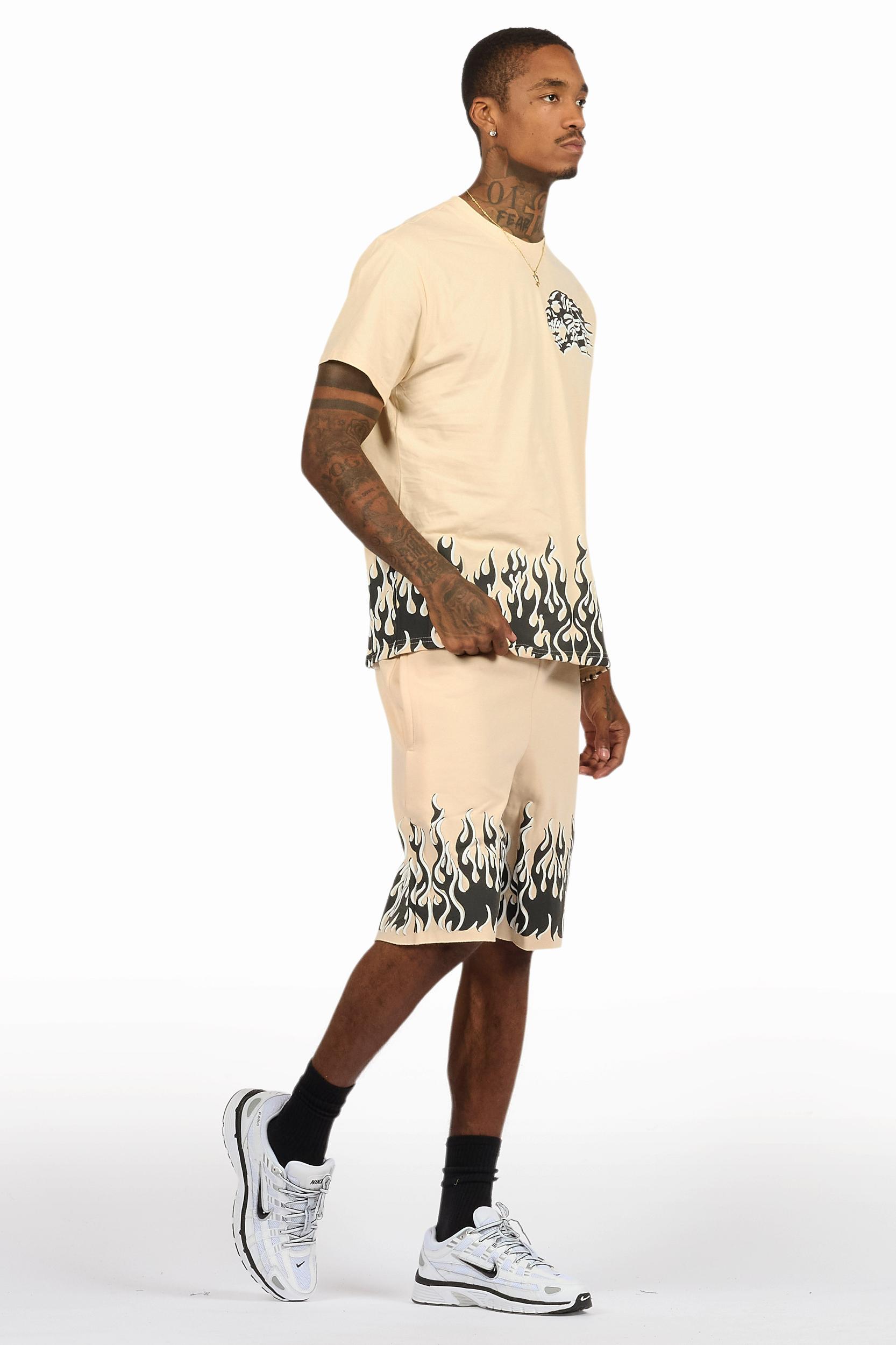 Bubble Beige T-Shirt/Short Set Male Product Image
