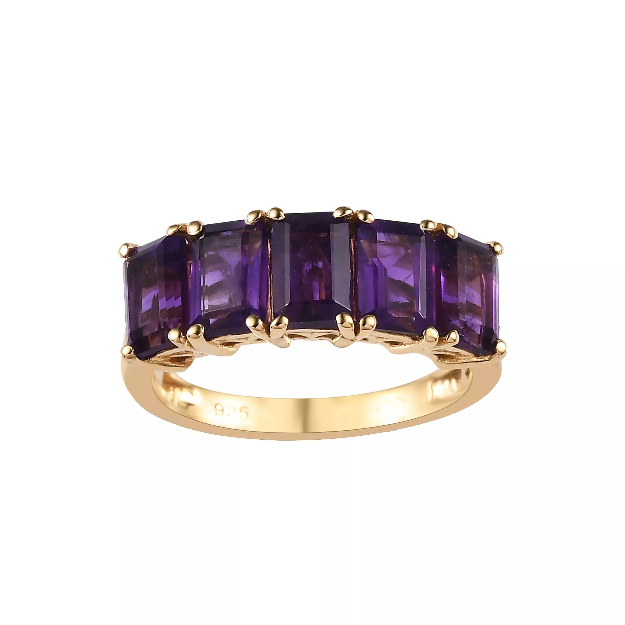 14k Gold Over Silver Natural Peridot Ring, Women's, Size: 6, Purple Product Image