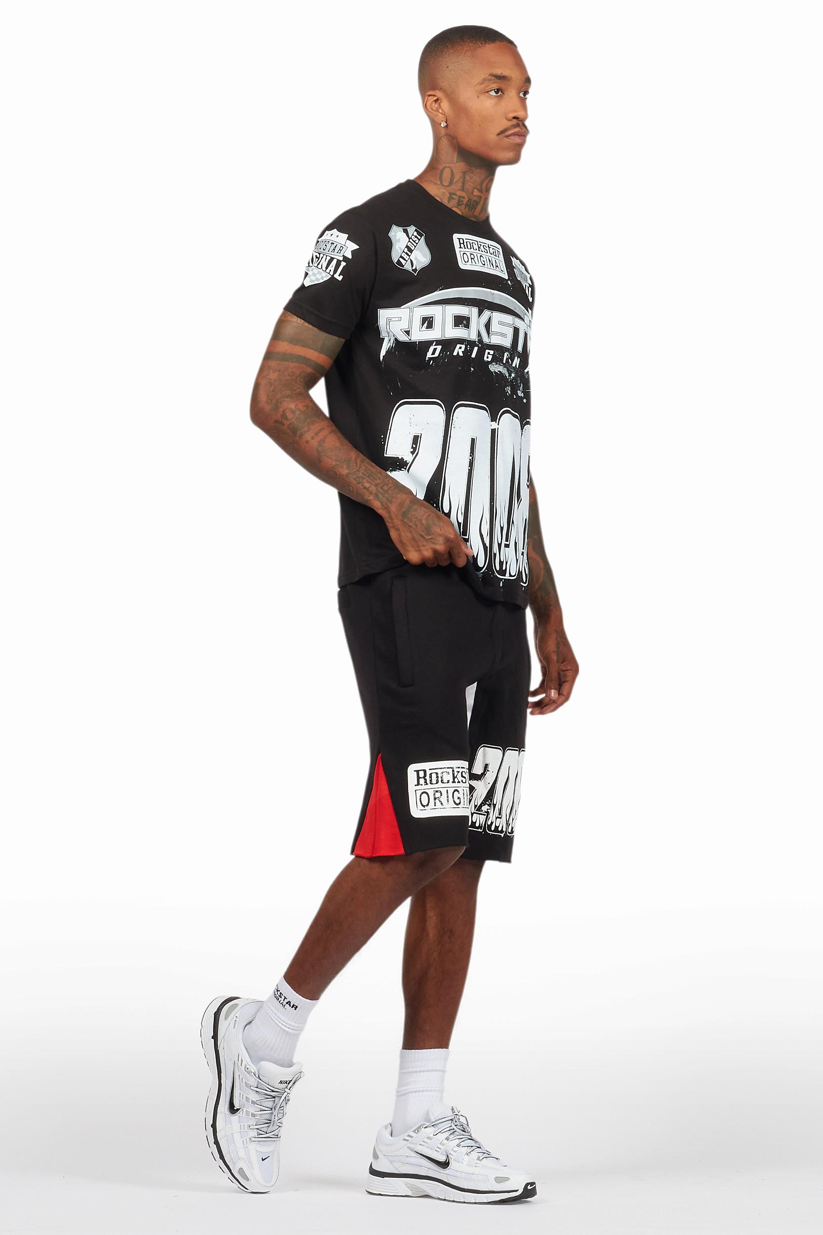 Amos Black Relaxed T-Shirt/Short Set Male Product Image