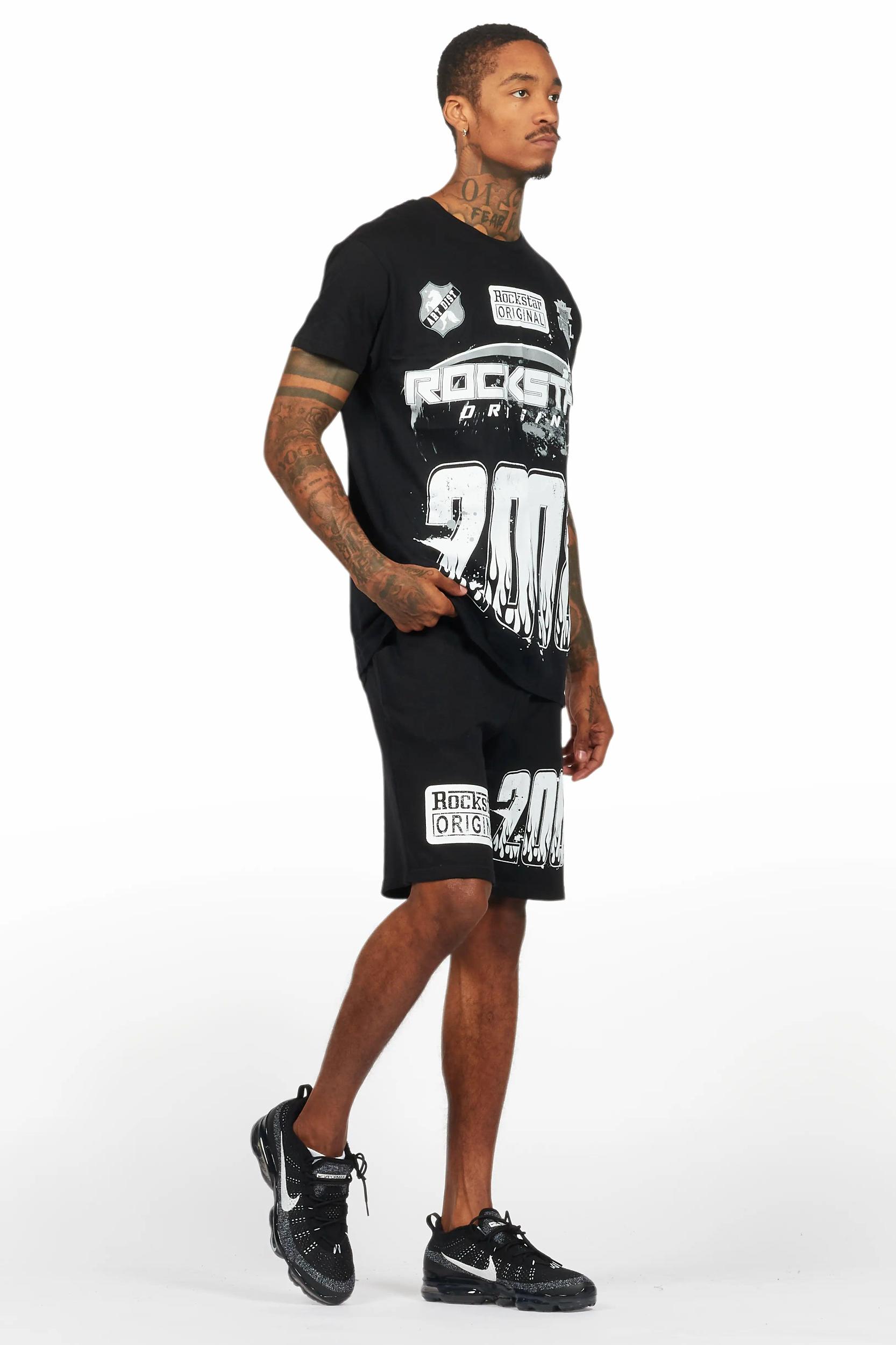 Amos Black Graphic T-Shirt Short Set Male Product Image