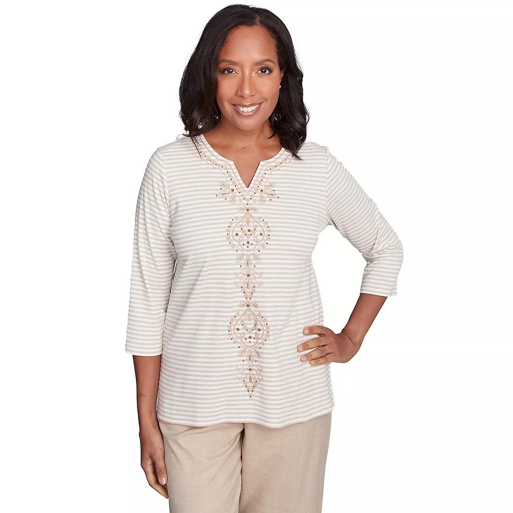 Women's Alfred Dunner Bold Medallion Stripe Top,  Product Image