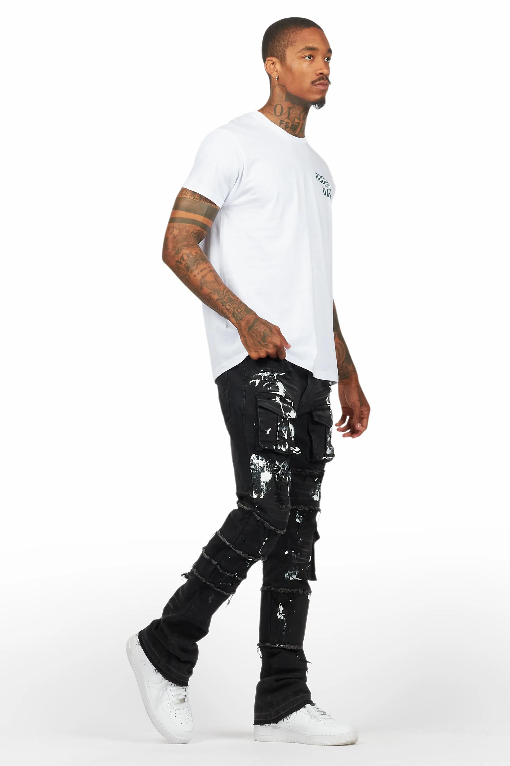 Folly Dark Grey Painter Stacked Flare Jean Male Product Image