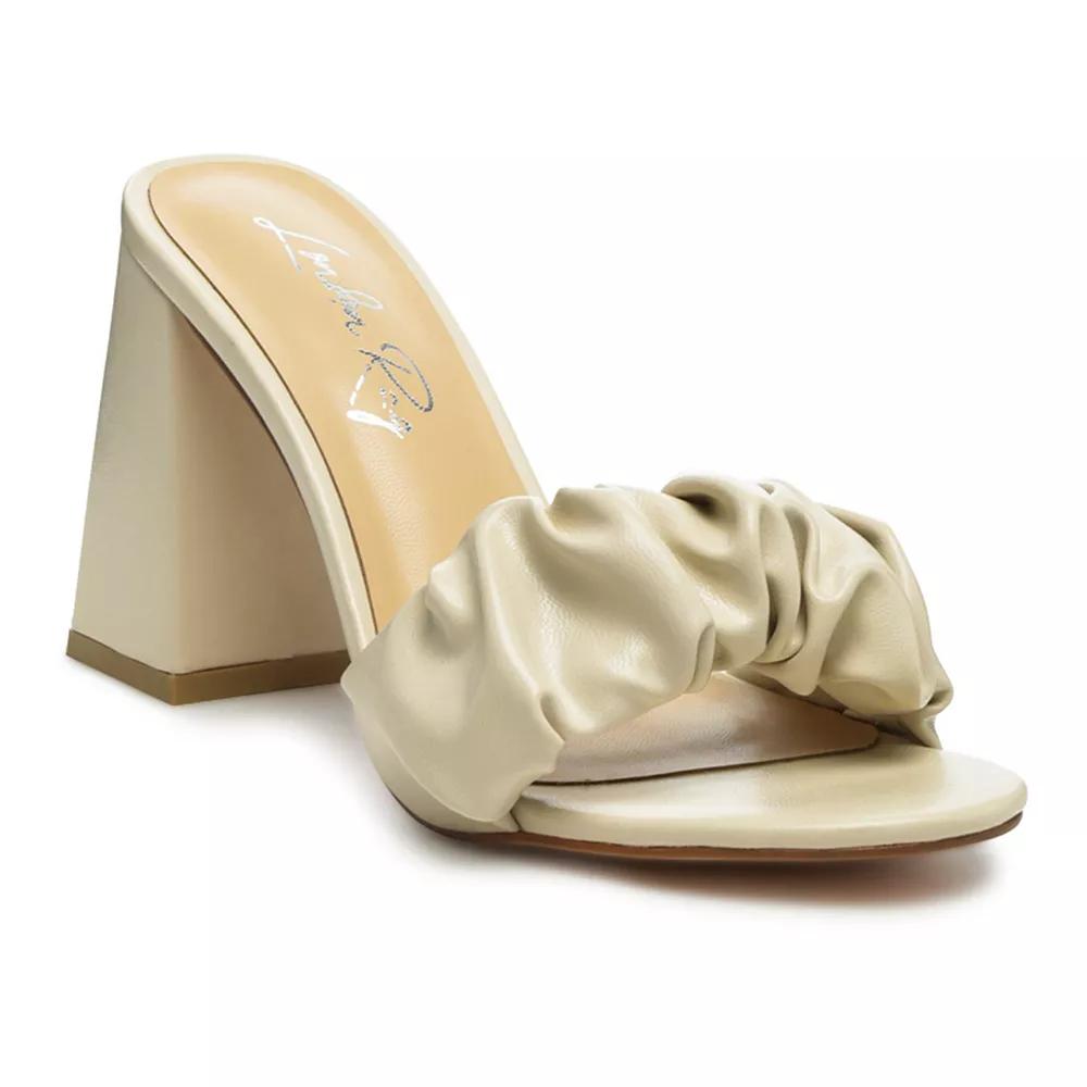 Mid Block Women's Heel Pleated Strap Sandals, Size: 5, Beige Product Image