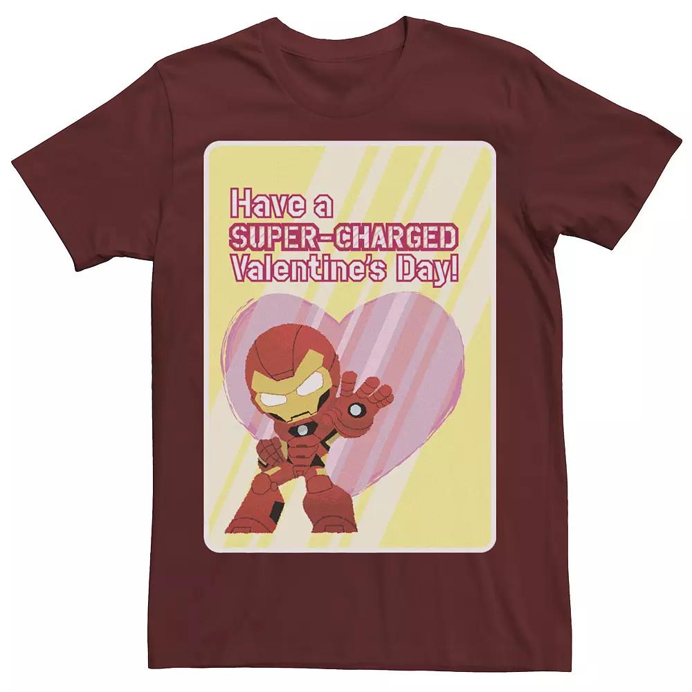 Men's Marvel Iron Man Have A Super-Charged Day Valentine Card Tee, Size: Small, Red Product Image