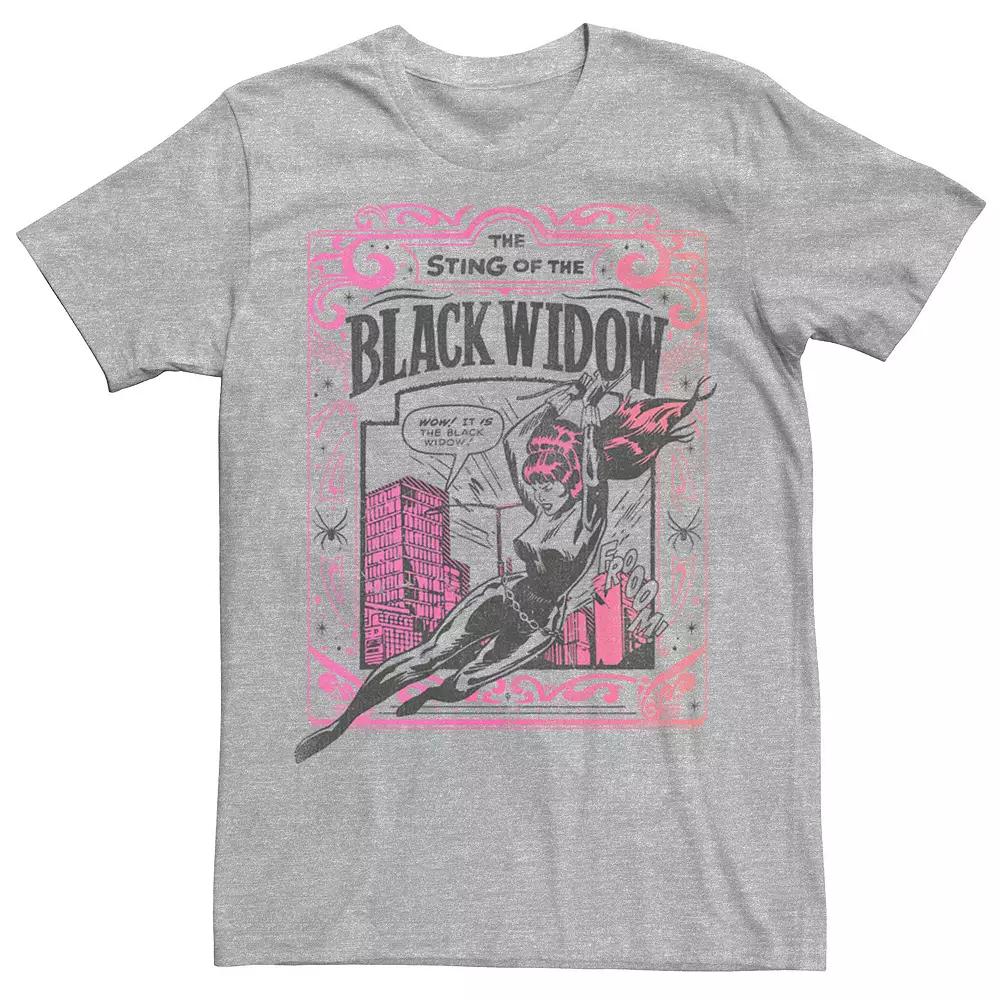 Men's Marvel The Sting Of The Black Widow Comic Cover Tee, Size: Medium, Athletic Grey Product Image