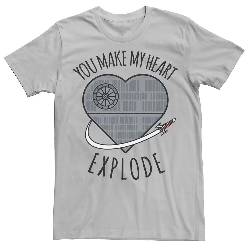 Men's Star Wars Valentine's Day "You Make My Heart Explode" Tee, Size: XXL, Silver Product Image