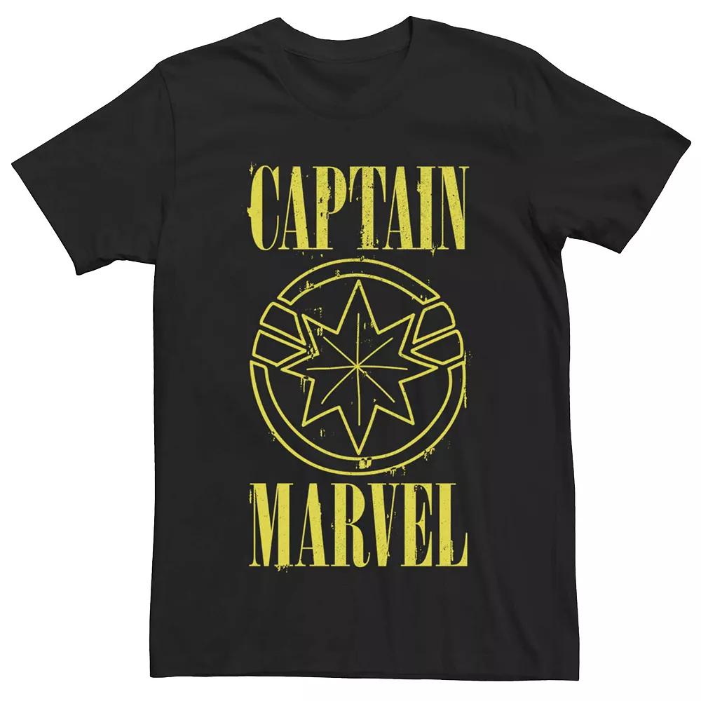 Men's Captain Marvel Yellow Spray Paint Tee,  Product Image