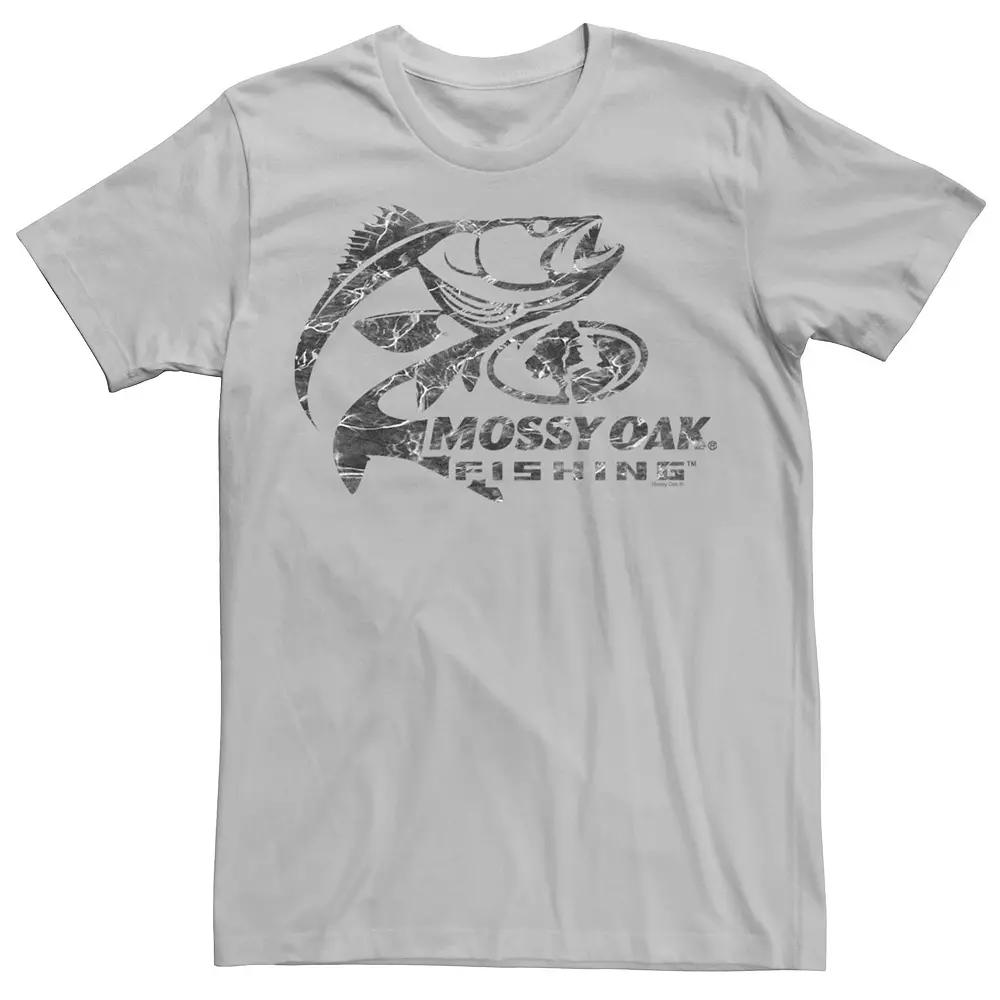 Men's Mossy Oak Fishing Bass Monochrome Water Surface Graphic Tee,  Product Image