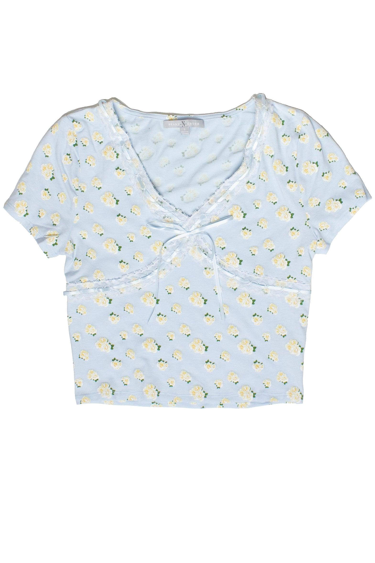 Patterned Ribbon Lace Trim Tee Product Image