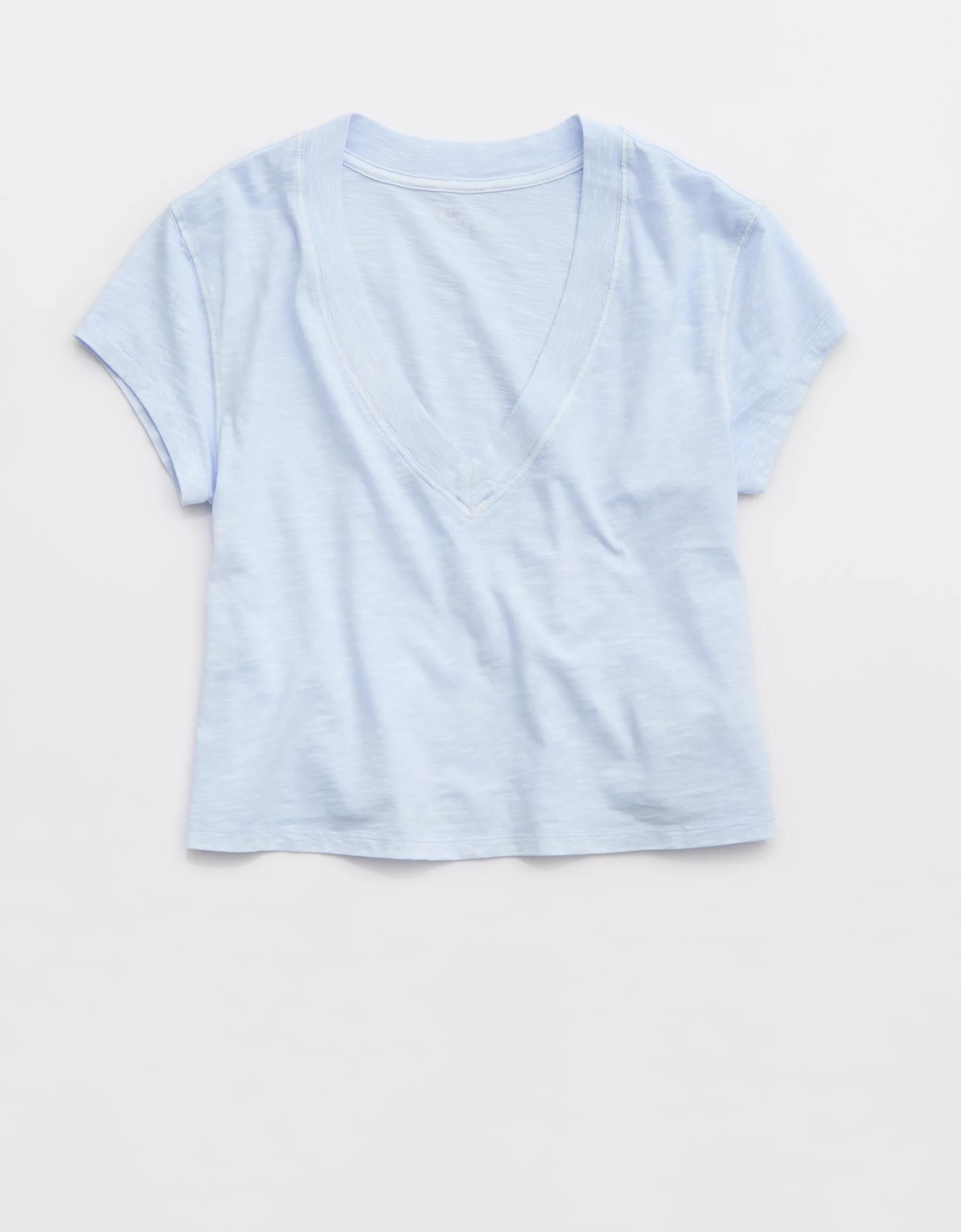 Aerie Cropped Extreme V-Neck T-Shirt Product Image