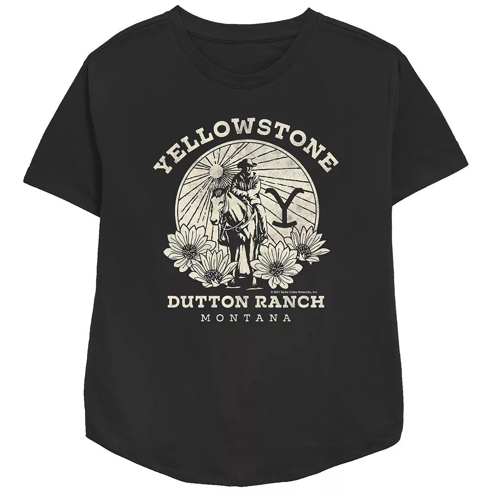 Women's Yellowstone Dutton Ranch Montana Flowers Relaxed Fit Graphic Tee, Girl's,  Product Image