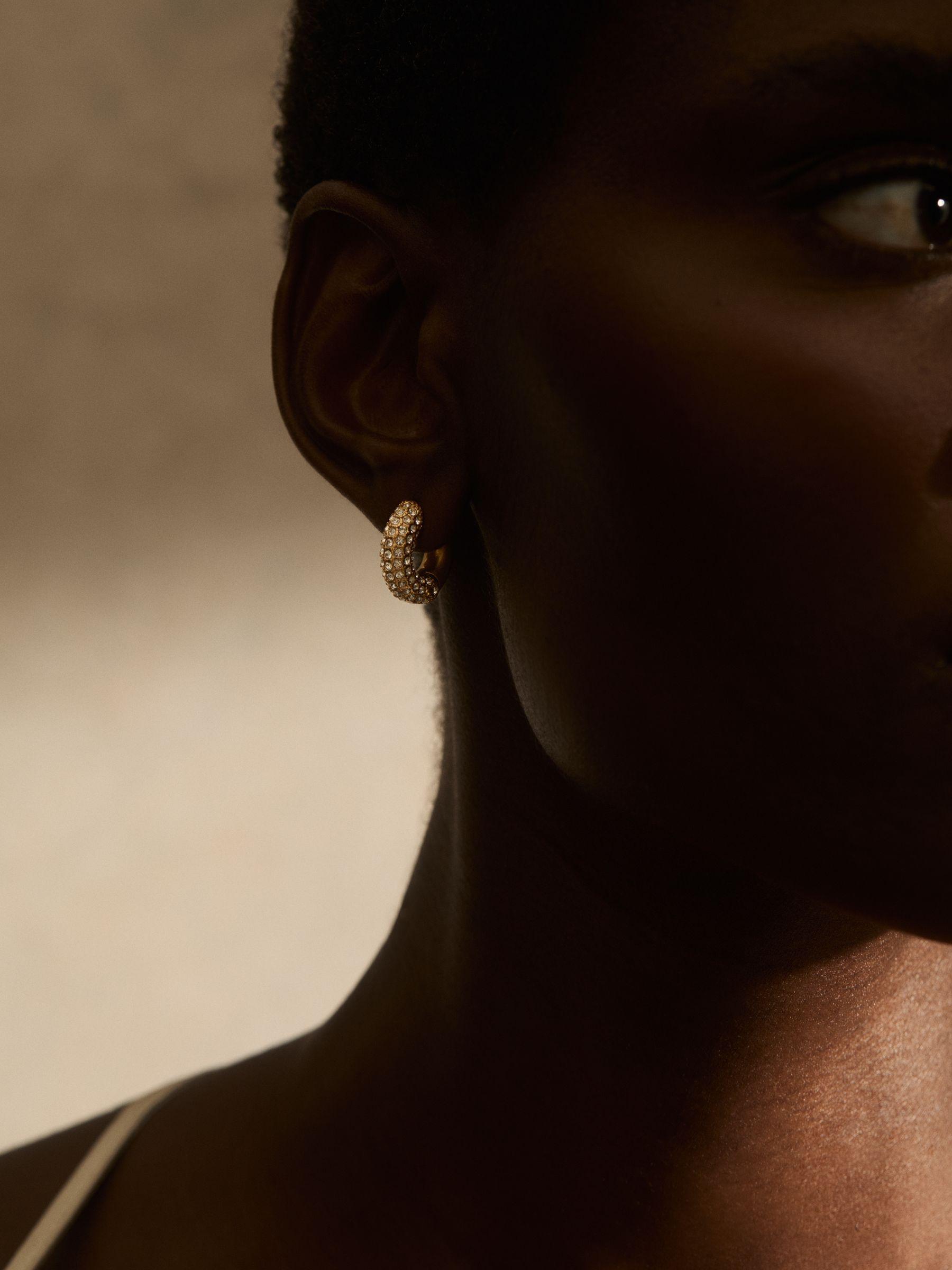 Geometric Hoop Earrings in Gold Tone Product Image