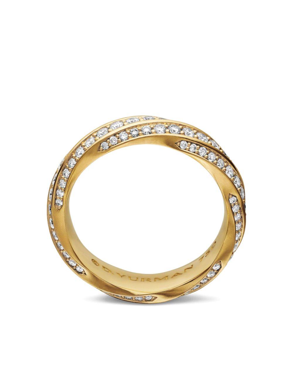 18kt recycled gold Cable Edge diamond band ring (6mm) Product Image