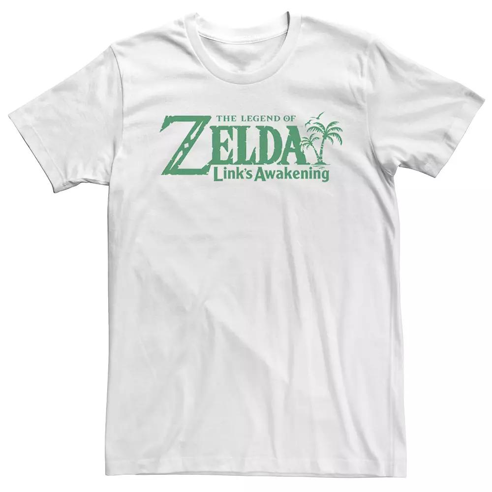 Men's Nintendo Link's Awakening Palm Trees Green Text Short Sleeve Tee,  Product Image