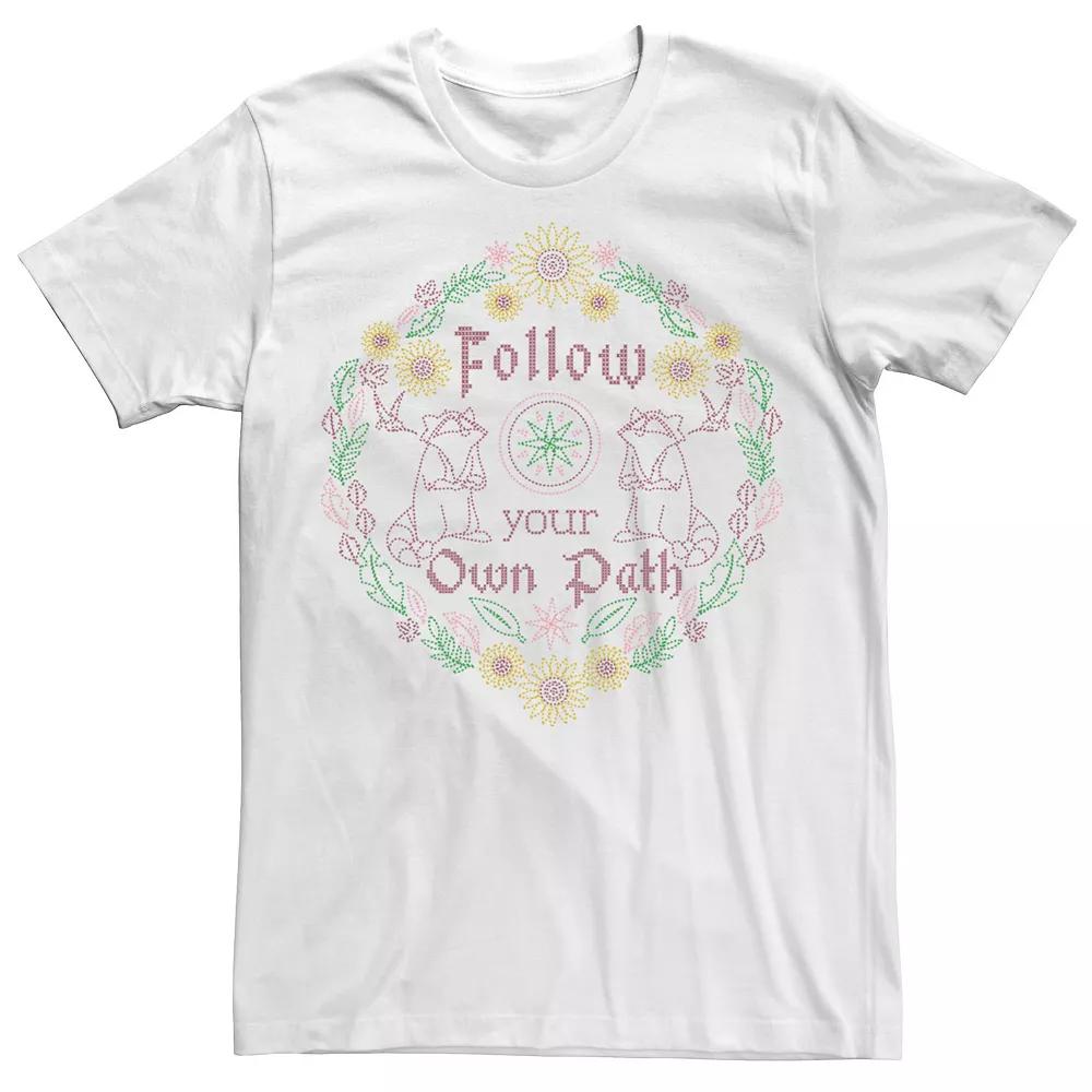 Disney's Pocahontas Meeko Men's Follow Your Own Path Cross Stitch Tee, Size: Medium, White Product Image