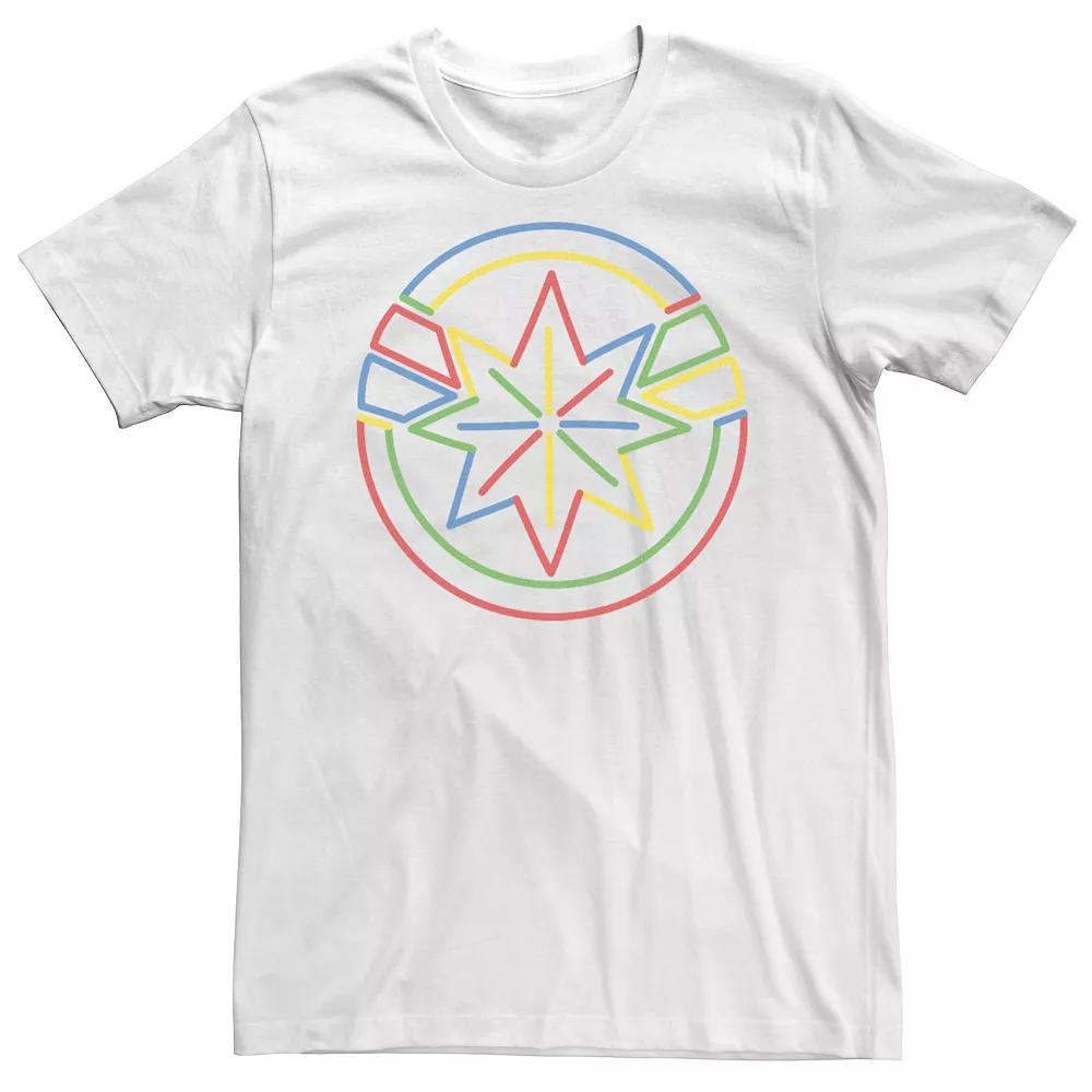 Big & Tall Captain Marvel Colorful Art Graphic Tee, Men's, Size: 3XL Tall, White Product Image