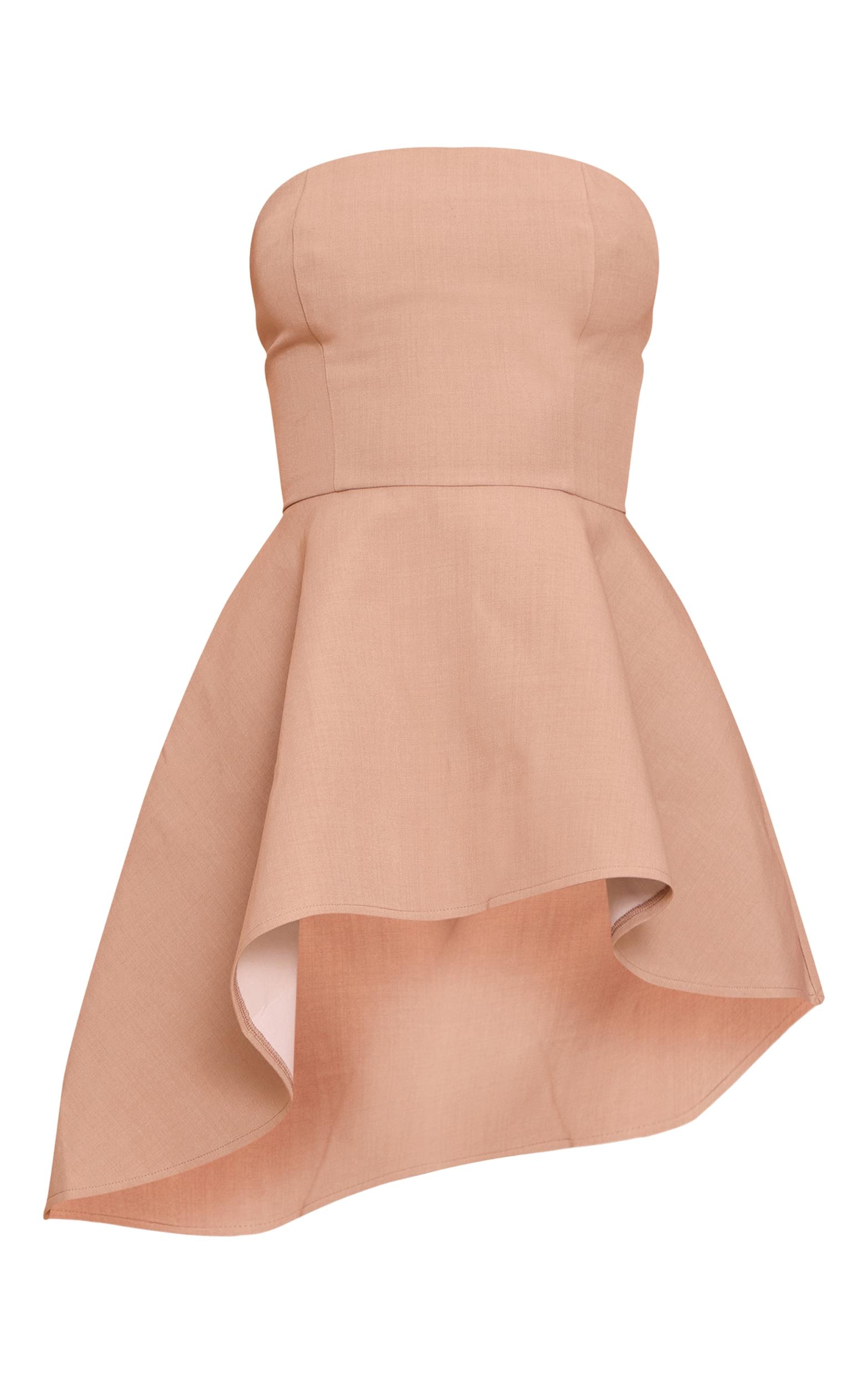 Tall Taupe Premium Tailored Asymmetric Bandeau Top Product Image