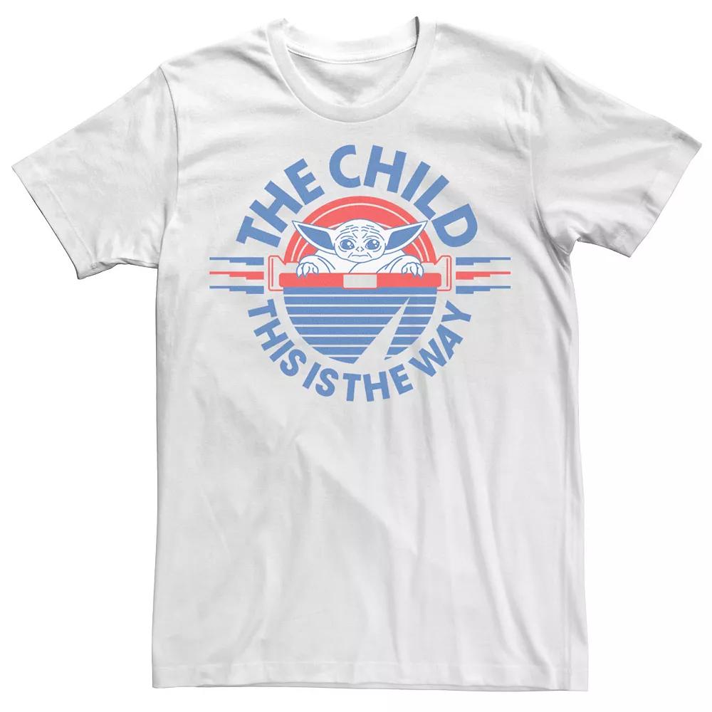 Men's Star Wars: The Mandalorian The Child Retro White & Blue Pod Tee,  Product Image