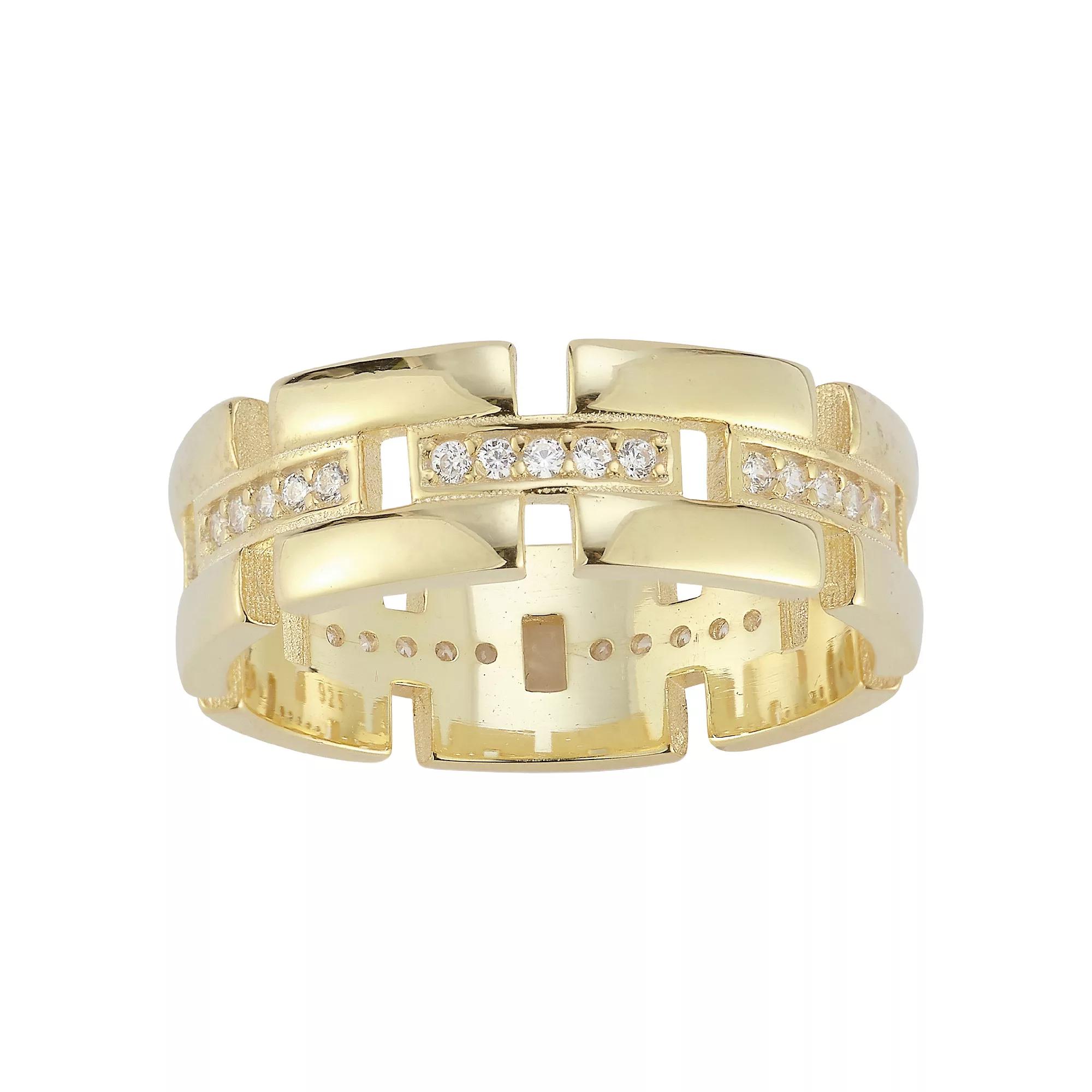 Sunkissed Sterling Cubic Zirconia Link Ring, Women's, Size: 7, Gold Tone Product Image