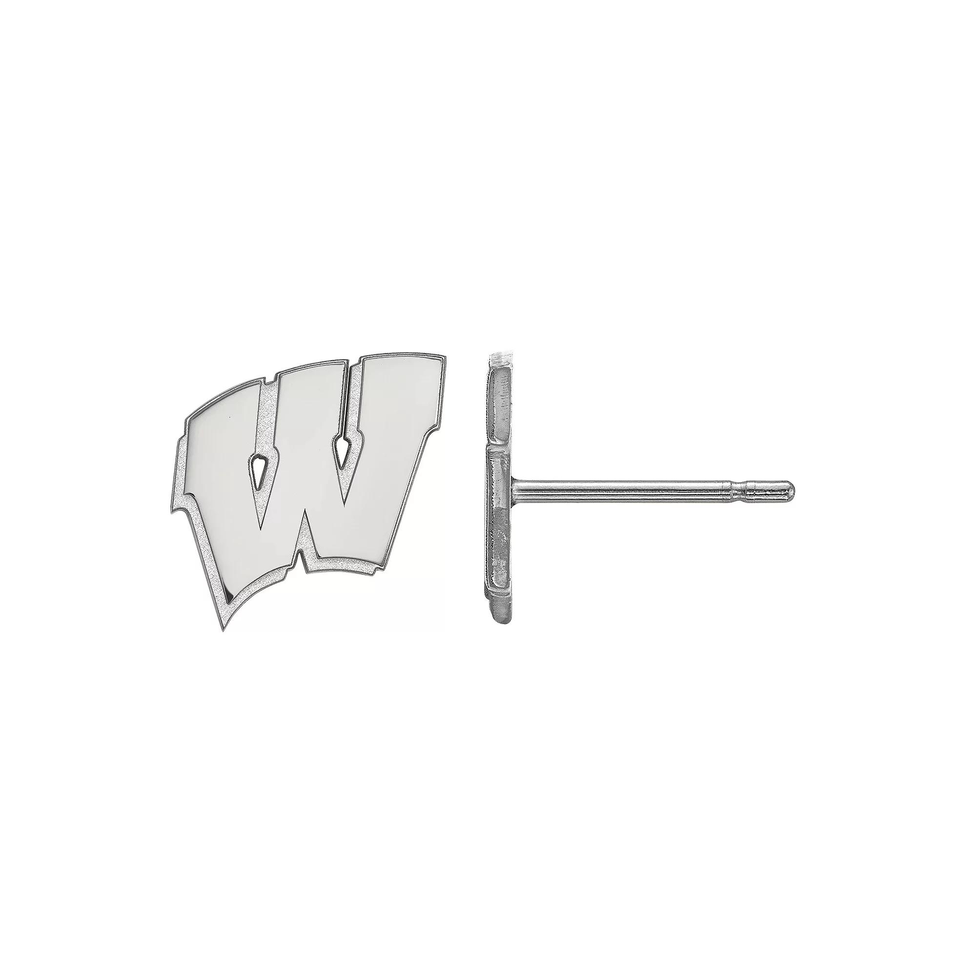 LogoArt Sterling Silver Wisconsin Badgers Post Earrings, Women's,  Product Image