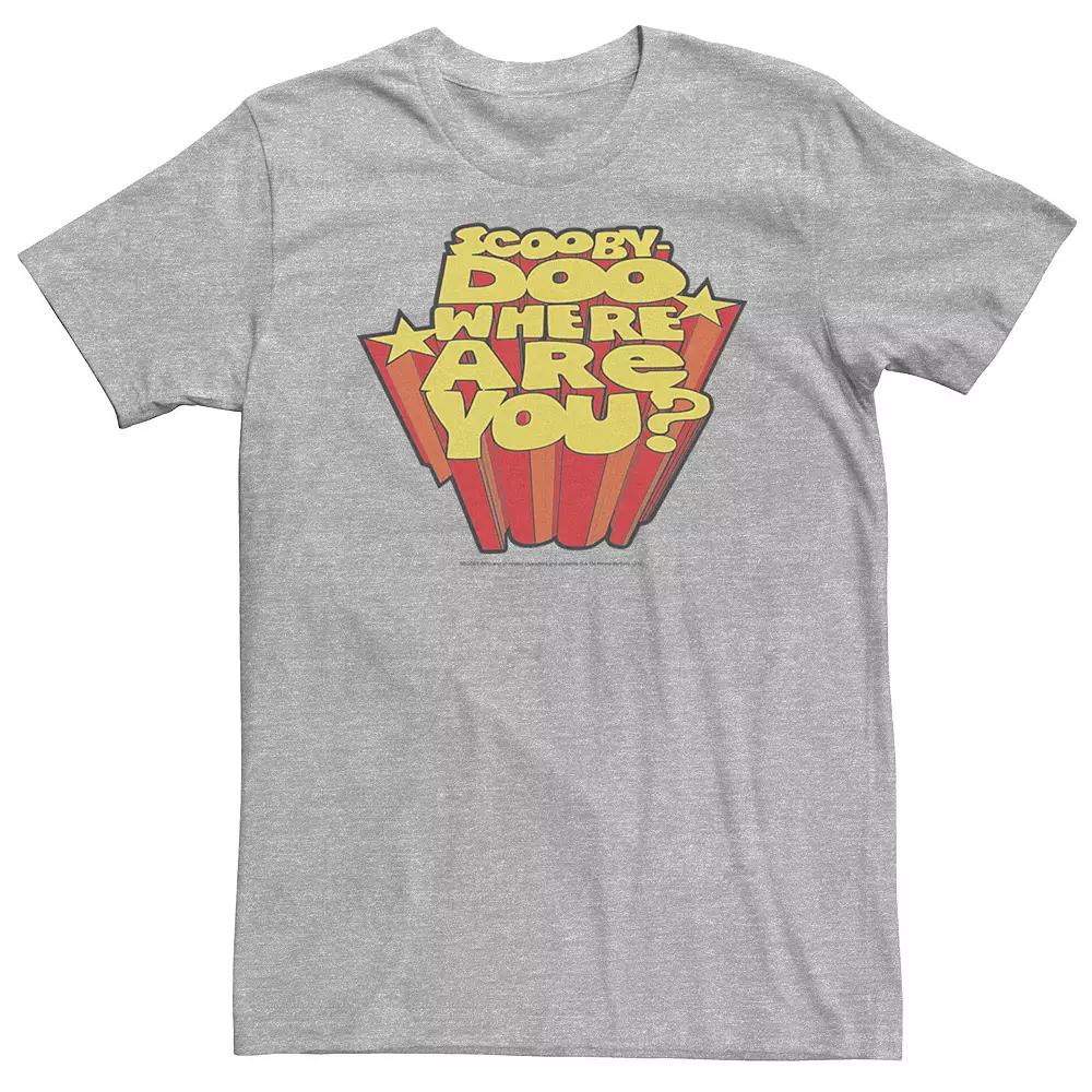 Big & Tall Scooby-Doo Where Are You? Retro Text Tee, Men's, Size: 4XL, Athletic Grey Product Image