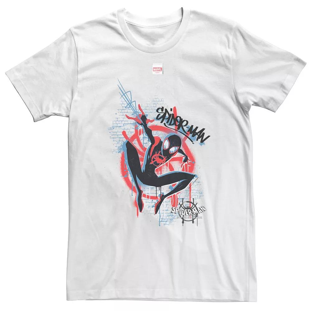 Big & Tall Marvel Spiderverse Blue Red Brick Graffiti Tee, Men's,  Product Image