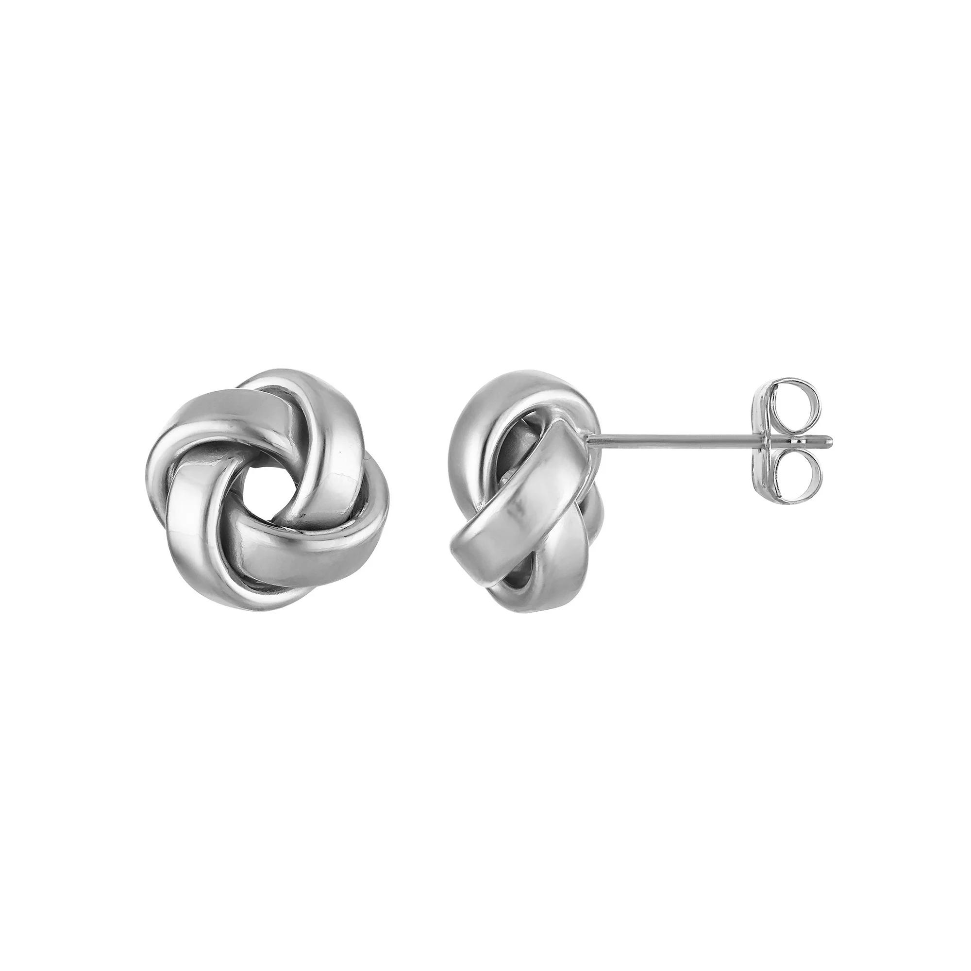 Giorgio di Vicenza 14k White Gold Love Knot Earrings, Womens Product Image