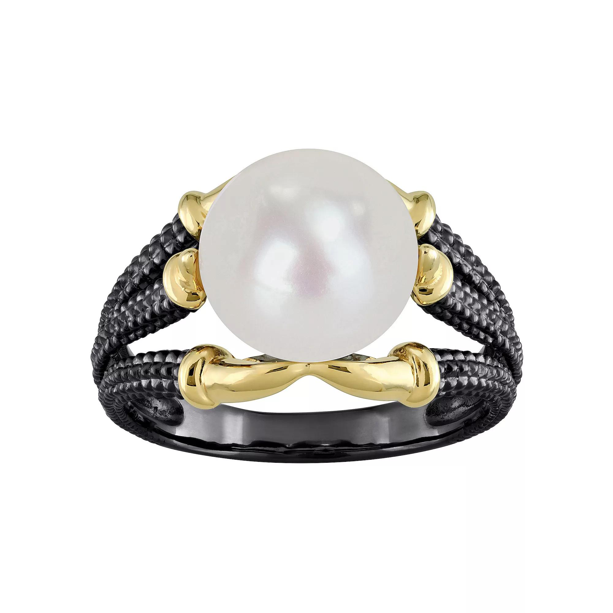 Stella Grace Men's 18k Gold Over Silver Freshwater Cultured Pearl Multi-Shank Ring, Size: 12, Two Tone Product Image