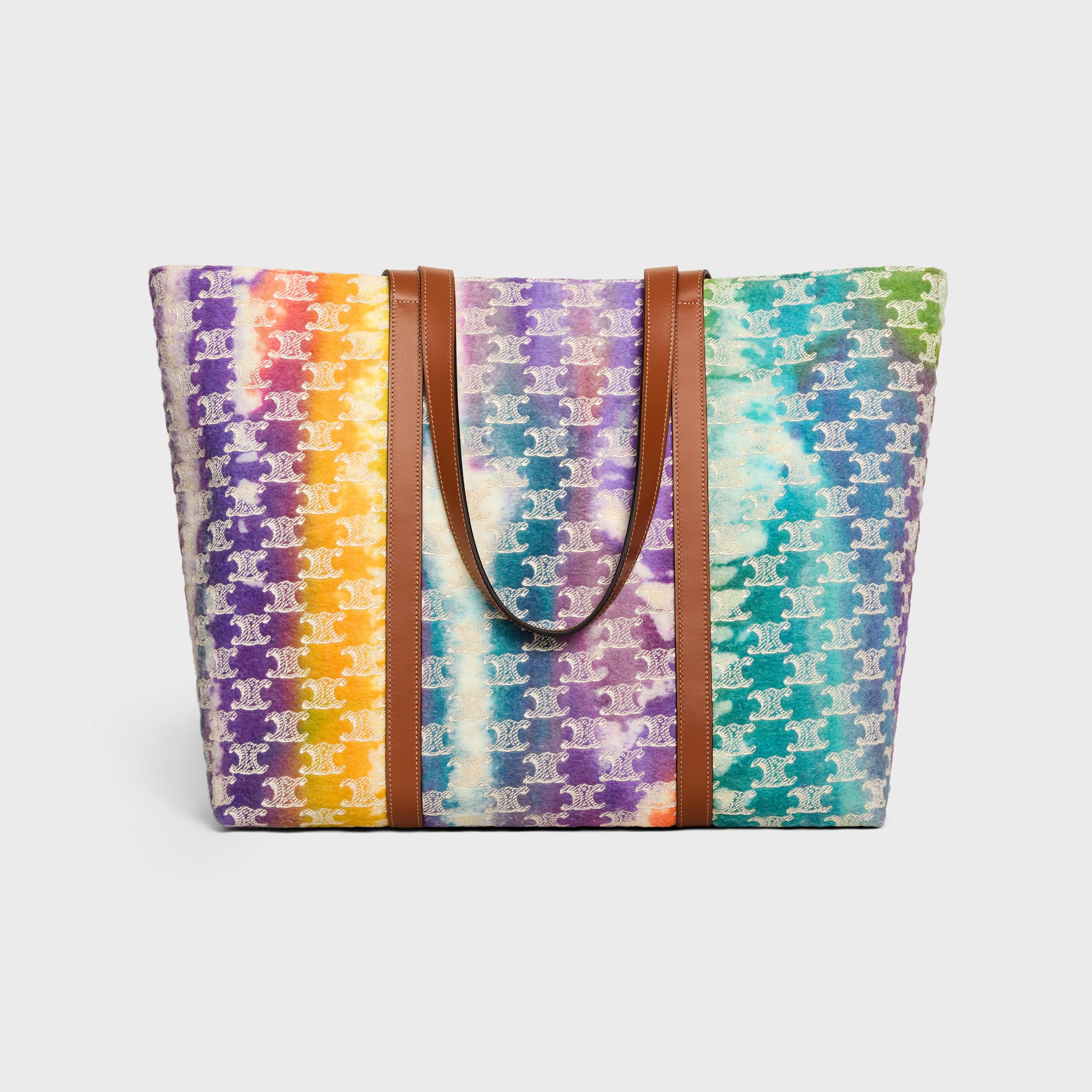 HORIZONTAL MUSEUM BAG IN TEXTILE WITH TRIOMPHE EMBROIDERIES AND CALFSKIN Product Image