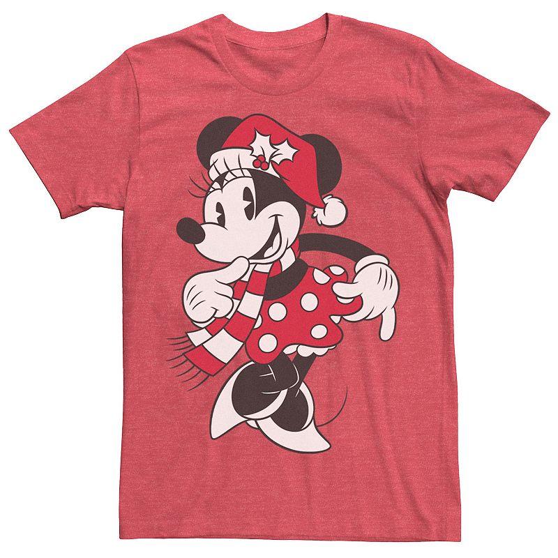 Disney's Minnie Mouse Men's Classic Christmas Portrait Tee, Size: XXL, Red Grey Product Image