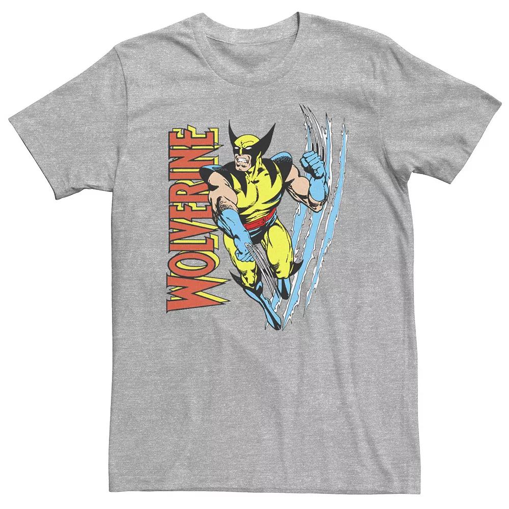 Big & Tall Marvel X-Men Wolverine Vintage Claw Slice Tee, Men's, Size: 3XL Tall, Athletic Grey Product Image