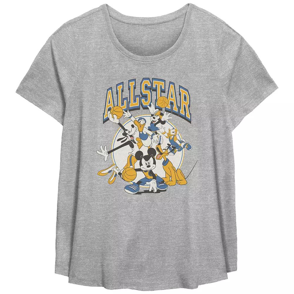 Disney's Mickey Mouse And Friends AllStar Plus Size Flowy Graphic Tee, Women's, Size: 2XL, Grey Gray Product Image