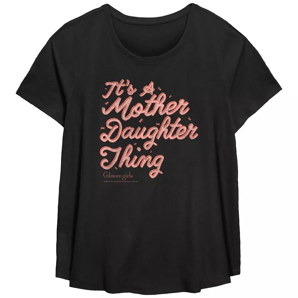 Plus Size Gilmore Girls It's A Mother Daughter Thing Scoop Hem Flowy Graphic Tee, Women's, Size: 5XL, Black Product Image