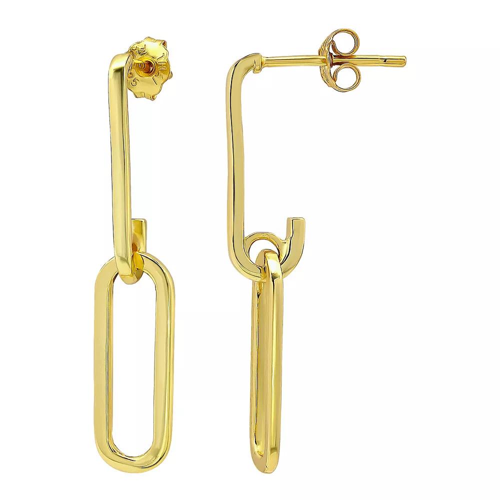 Aleure Precioso Sterling Silver Paperclip Link Linear Drop Earrings, Women's, Gold Tone Product Image